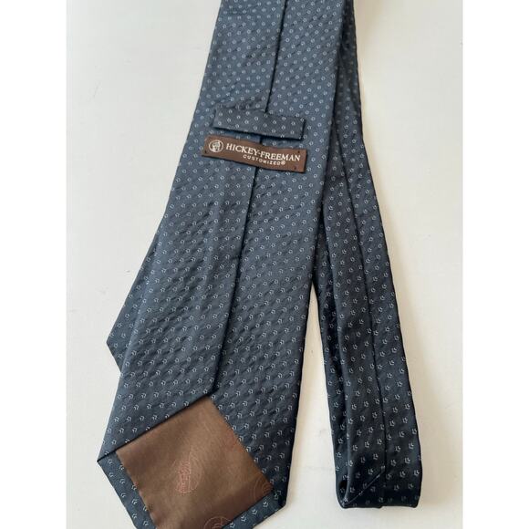 Hickey Freeman Made in USA Silk Men's Neck Tie Steel Blue Silver SG - Picture 4 of 9